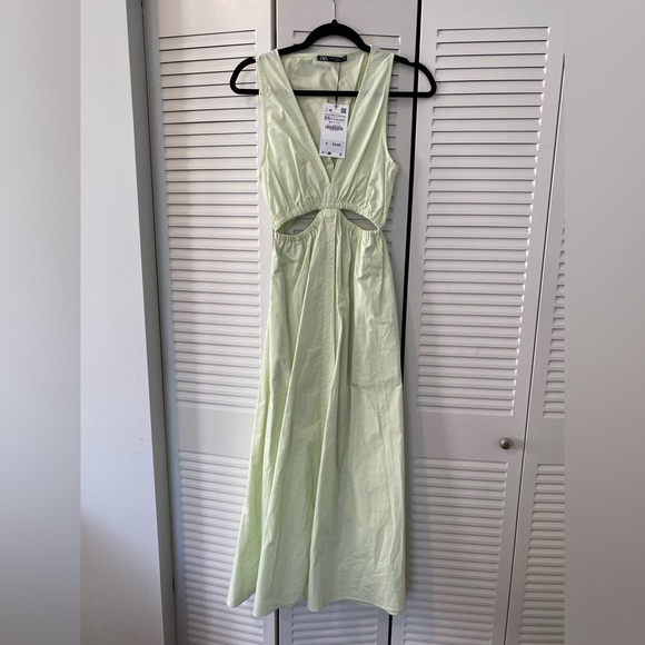 Zara NWT Cut Out Gabardine Midi Dress - Picture 4 of 5